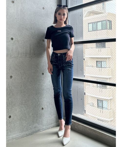 GYDA（ジェイダ）の「GLITTER GYDAショートTシャツ（Tシャツ/カットソー・レディース・オフホワイト/ブラック・FREE）」の20枚目の写真