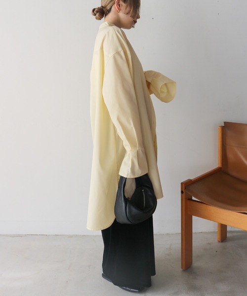 select MOCA by son（セレクトモカバイソン）の「バンドカラータックスリーブロングシャツ（シャツ/ブラウス・レディース・アイボリー/ブラック/オフホワイト/グレー・FREE/SMALL）」の22枚目の写真