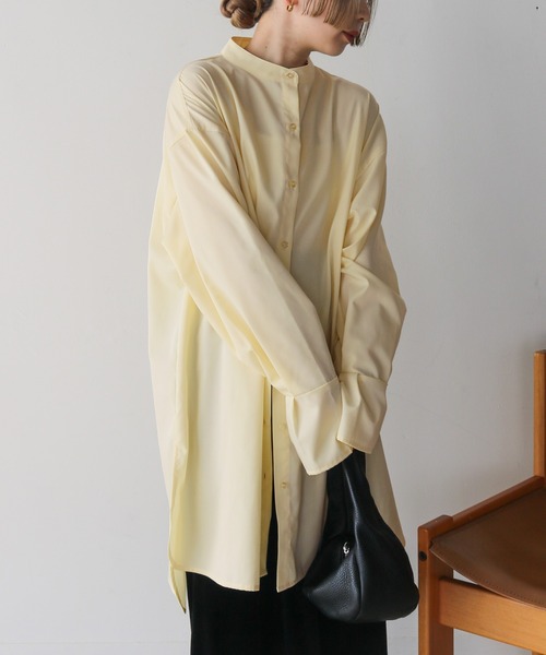 バンドカラータックスリーブロングシャツ（シャツ/ブラウス）｜select