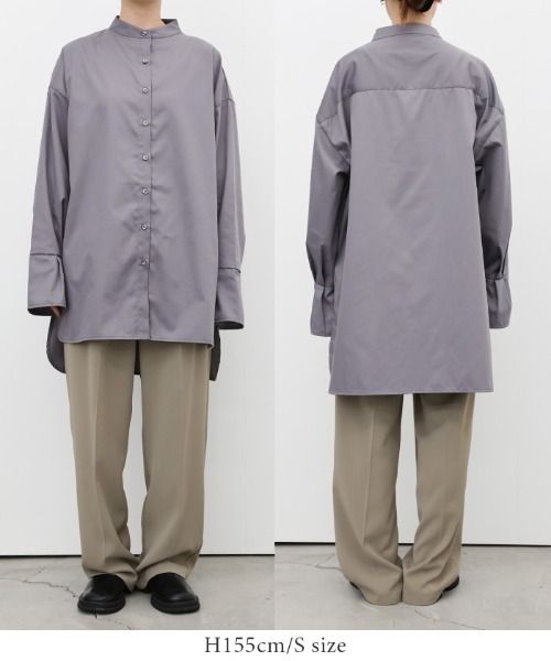 バンドカラータックスリーブロングシャツ（シャツ/ブラウス）｜select