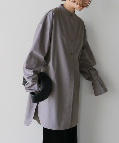 バンドカラータックスリーブロングシャツ（シャツ/ブラウス）｜select
