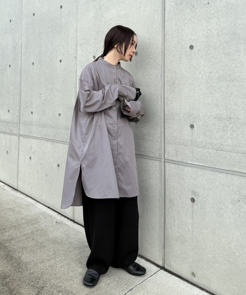 バンドカラータックスリーブロングシャツ（シャツ/ブラウス）｜select