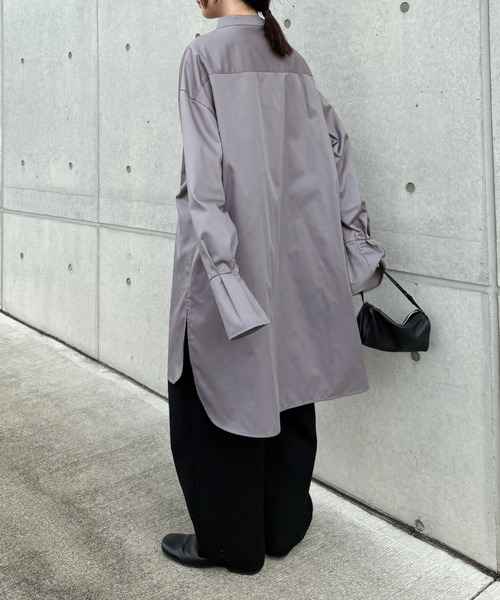 バンドカラータックスリーブロングシャツ（シャツ/ブラウス）｜select