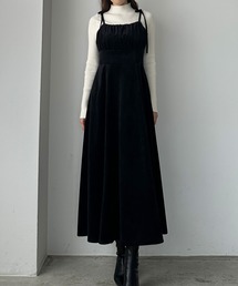 Louere（ルエレ）の「肩リボンベロアフレアキャミワンピース（ワンピース）」