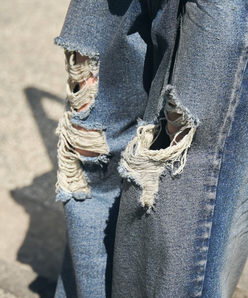 WEGO(ウィゴー)の「WEGO/スーパーバギーデストロイデニム(デニムパンツ・メンズ・コバルトブルー/スミクロ・SMALL/MEDIUM)」の15枚目の写真