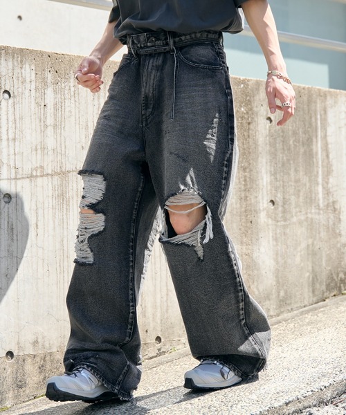 WEGO(ウィゴー)の「WEGO/スーパーバギーデストロイデニム(デニムパンツ・メンズ・コバルトブルー/スミクロ・SMALL/MEDIUM)」の20枚目の写真