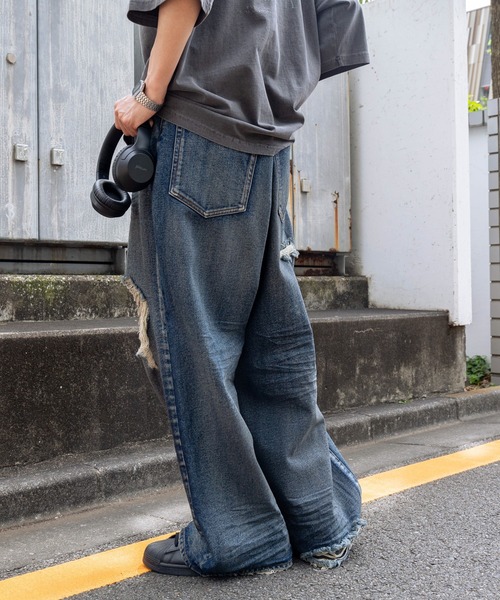 WEGO(ウィゴー)の「WEGO/スーパーバギーデストロイデニム(デニムパンツ・メンズ・コバルトブルー/スミクロ・SMALL/MEDIUM)」の11枚目の写真