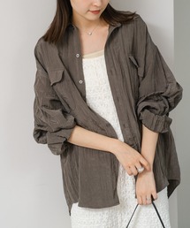 【初夏にも着れる】サテンビッグシャツ