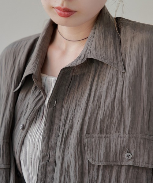 Kastane（カスタネ）の「【初夏にも着れる】サテンビッグシャツ
