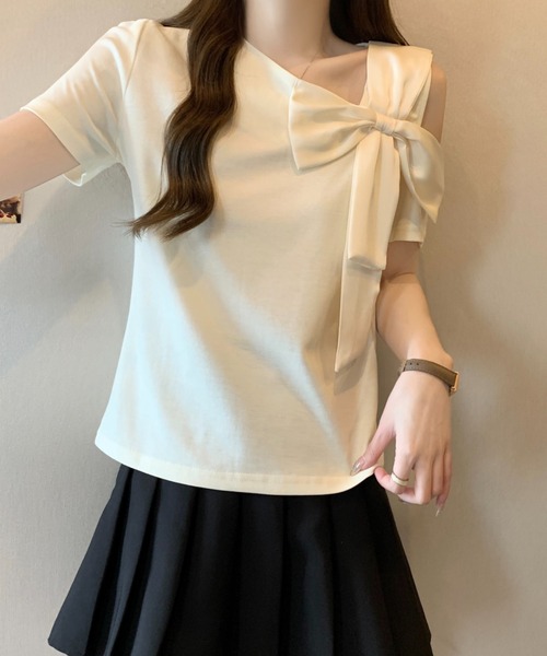 N.s(エヌドットエス)の「アシメリボンカットソー(Tシャツ/カットソー・レディース・ベージュ/ブラック・M/L)」の17枚目の写真