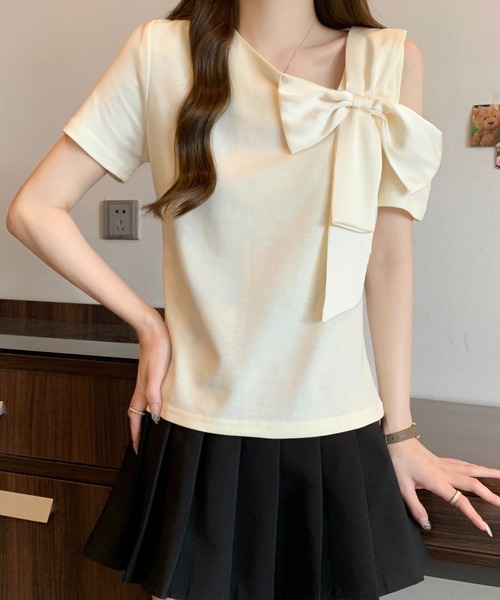 N.s(エヌドットエス)の「アシメリボンカットソー(Tシャツ/カットソー・レディース・ベージュ/ブラック・M/L)」の16枚目の写真