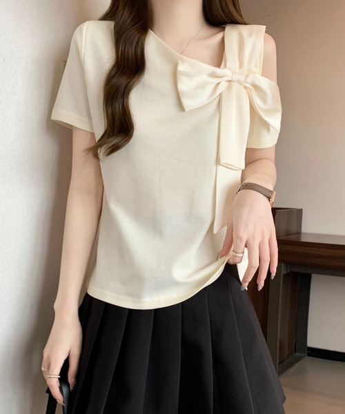 N.s(エヌドットエス)の「アシメリボンカットソー(Tシャツ/カットソー・レディース・ベージュ/ブラック・M/L)」の14枚目の写真