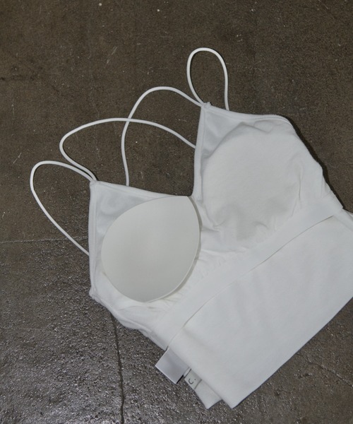 AIC.（エーアイシー）の「【再入荷】パッド付きバッククロスブラトップ（キャミソール・レディース・ダークグレー/ブラック/オフホワイト・FREE）」の6枚目の写真