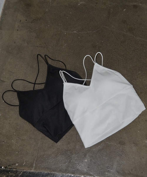 AIC.（エーアイシー）の「【再入荷】パッド付きバッククロスブラトップ（キャミソール・レディース・ダークグレー/ブラック/オフホワイト・FREE）」の5枚目の写真