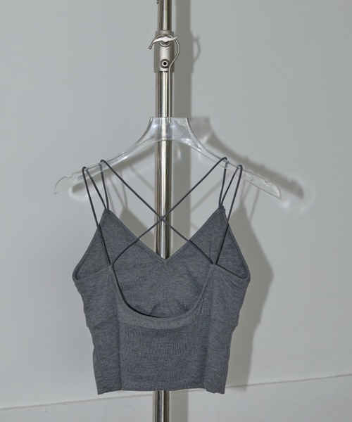 AIC.（エーアイシー）の「【再入荷】パッド付きバッククロスブラトップ（キャミソール・レディース・ダークグレー/ブラック/オフホワイト・FREE）」の7枚目の写真