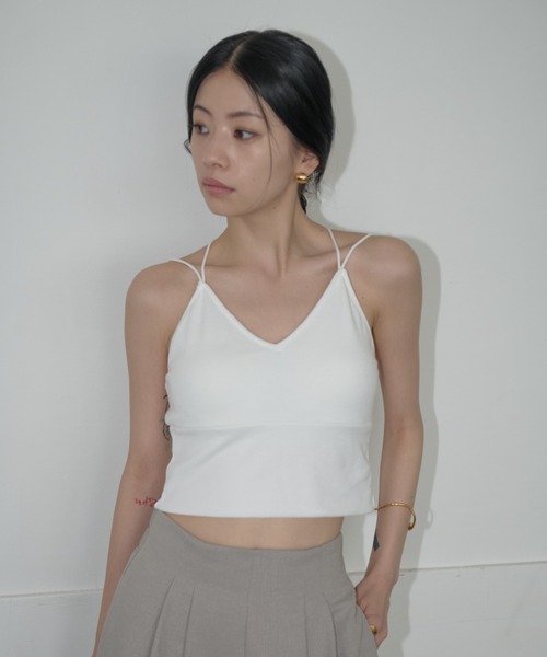 AIC.（エーアイシー）の「【再入荷】パッド付きバッククロスブラトップ（キャミソール・レディース・ダークグレー/ブラック/オフホワイト・FREE）」の8枚目の写真