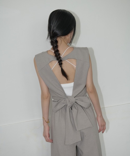 AIC.（エーアイシー）の「【再入荷】パッド付きバッククロスブラトップ（キャミソール・レディース・ダークグレー/ブラック/オフホワイト・FREE）」の15枚目の写真