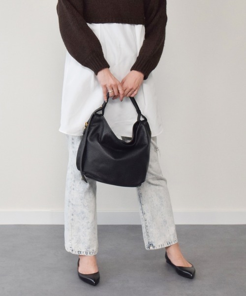 LORISTELLA(ロリステッラ)の「【LORISTELLA】ソフトレザーハンドバッグ(Q46345)(ハンドバッグ・レディース・ブラック/グレー・ALL)」の9枚目の写真