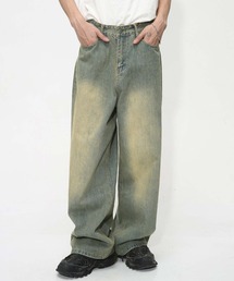 TopIsm | 【2024】ハードウォッシュ サンドブラスト オーバーダイ ダメージワイドデニムパンツ(デニムパンツ)