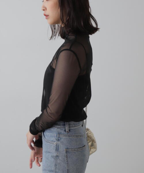 FREE'S MART（フリーズマート）の「◆シースルーハイネックカットソー（Tシャツ/カットソー・レディース・ホワイト/ブルー/ブラック・FREE）」の21枚目の写真