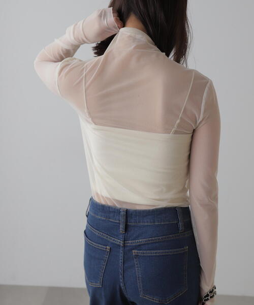 FREE'S MART（フリーズマート）の「◆シースルーハイネックカットソー（Tシャツ/カットソー・レディース・ホワイト/ブルー/ブラック・FREE）」の12枚目の写真