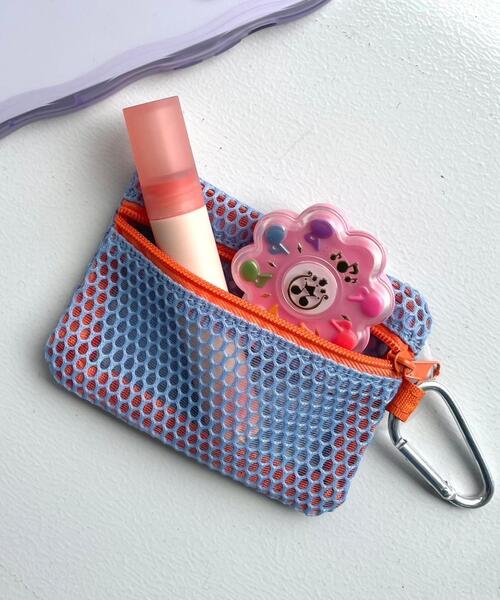 WEGO（ウィゴー）の「WEGO/メッシュ配色ポーチ（ポーチ・レディース・ブルー/ブラック/ホワイト/ピンク・FREE）」の5枚目の写真