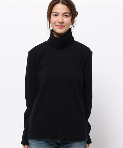 X-girl（エックスガール）の「BASIC SLIM TURTLENECK TOP（Tシャツ/カットソー・レディース・アッシュ/ブラック/ホワイト/ネイビー・1/2）」の5枚目の写真