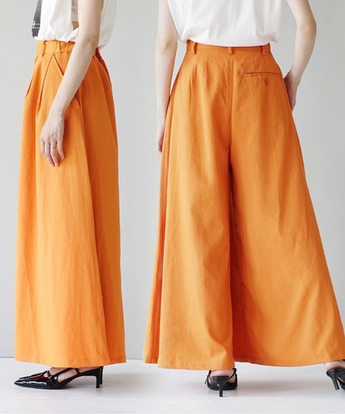 e-zakkamania stores(イーザッカマニアストアーズ)の「ツータックレーヨン ガウチョパンツ(その他パンツ・レディース・ブラック/グレー/オレンジ・M)」の12枚目の写真