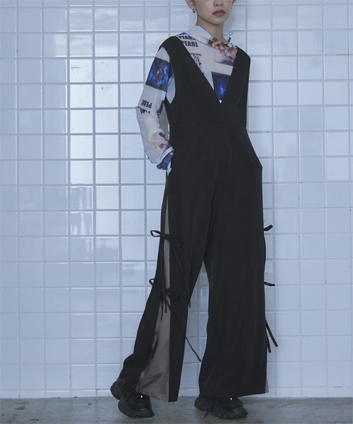 サイドリボンワイドオールインワン（つなぎ/オールインワン）｜miette（ミエット）