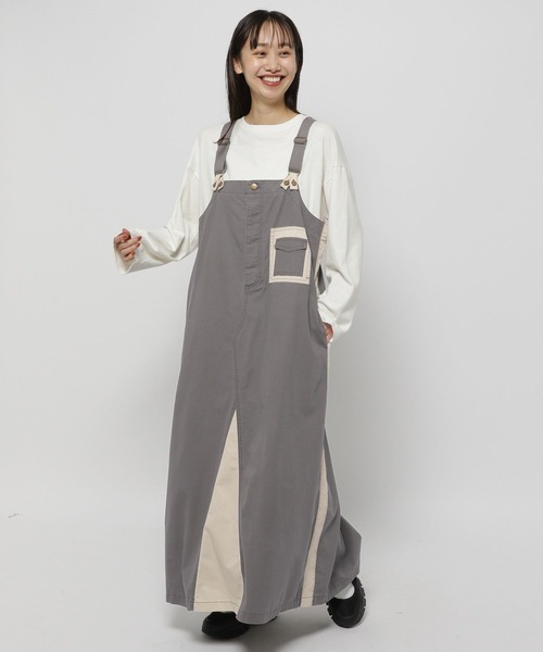 niko and...（ニコアンド）の「リメイクリップジャンパースカート（ジャンパースカート・レディース・ブラック/グレー/カーキ・LARGE/MEDIUM）」の3枚目の写真