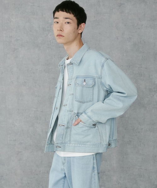 THE STANDARD（ザスタンダード）の「WEGO/デニムトラッカージャケット（デニムジャケット・メンズ・スカイブルー/ブラック系3・MEDIUM/LARGE）」の11枚目の写真