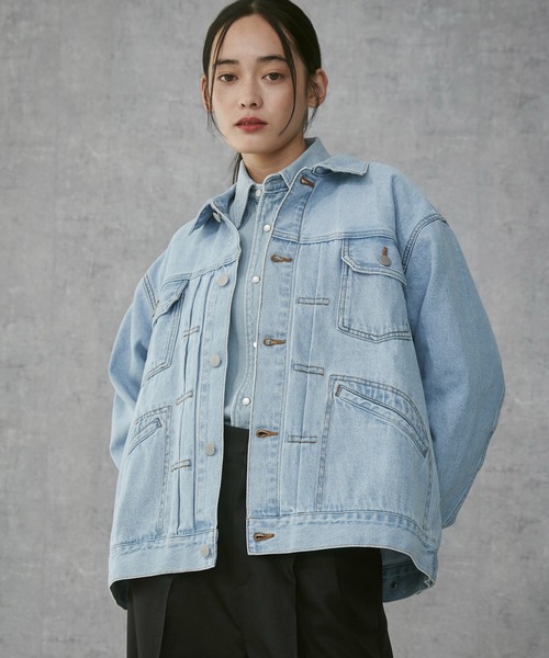 THE STANDARD（ザスタンダード）の「WEGO/デニムトラッカージャケット（デニムジャケット・メンズ・スカイブルー/ブラック系3・MEDIUM/LARGE）」の3枚目の写真