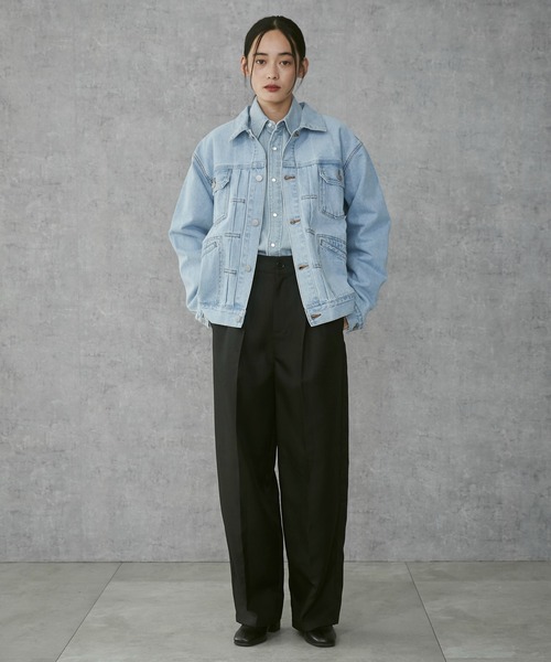THE STANDARD（ザスタンダード）の「WEGO/デニムトラッカージャケット（デニムジャケット・メンズ・スカイブルー/ブラック系3・MEDIUM/LARGE）」の4枚目の写真