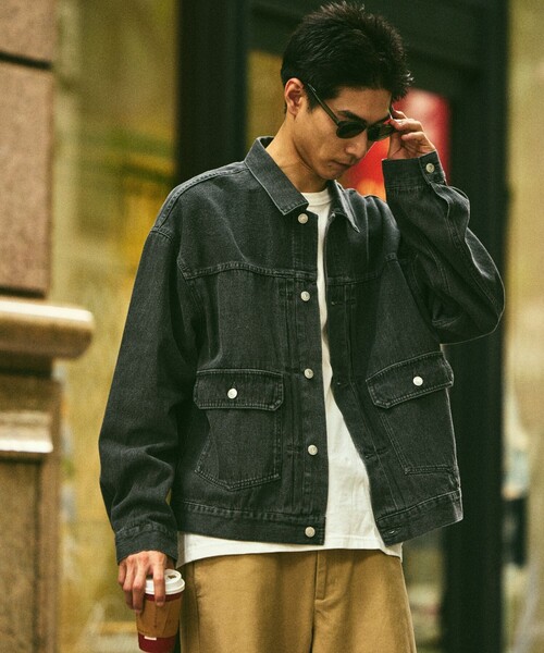 FREAK'S STORE(フリークスストア)の「限定展開 ビッグシルエット デニムジャケット(デニムジャケット・メンズ・ブルー/チャコールグレー×ブラック/チャコールグレー/ブラック/ネイビー・SMALL/MEDIUM/LARGE)」の22枚目の写真