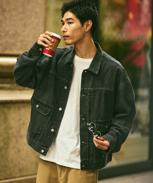 FREAK'S STORE(フリークスストア)の「限定展開 ビッグシルエット デニムジャケット(デニムジャケット・メンズ・ブルー/チャコールグレー×ブラック/チャコールグレー/ブラック/ネイビー・SMALL/MEDIUM/LARGE)」の12枚目の写真