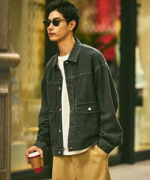 FREAK'S STORE(フリークスストア)の「限定展開 ビッグシルエット デニムジャケット(デニムジャケット・メンズ・ブルー/チャコールグレー×ブラック/チャコールグレー/ブラック/ネイビー・SMALL/MEDIUM/LARGE)」の16枚目の写真