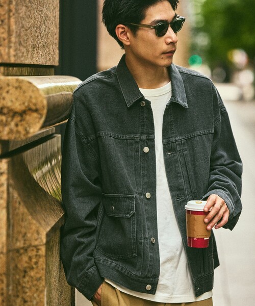 FREAK'S STORE(フリークスストア)の「限定展開 ビッグシルエット デニムジャケット(デニムジャケット・メンズ・ブルー/チャコールグレー×ブラック/チャコールグレー/ブラック/ネイビー・SMALL/MEDIUM/LARGE)」の6枚目の写真