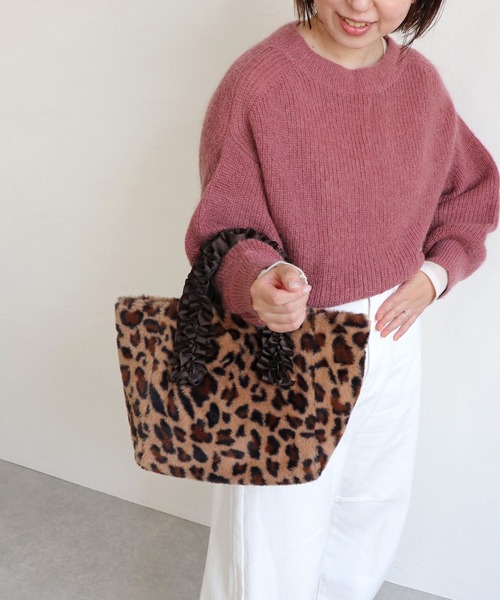 T・S・L(ティーエスエル)の「フリルハンドルファートートバッグ(トートバッグ・レディース・レオパード/アイボリー/サックスブルー/チャコールグレー・FREE)」の10枚目の写真