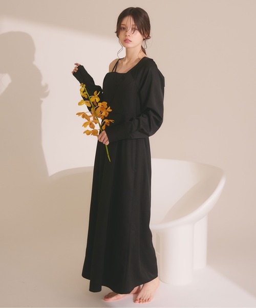 fupel（フぺル）の「One-shoulder asymmetric onepiece  / ワンショルアシンメトリーワンピース（ワンピース・レディース・ボルドー/ブラック・FREE）」の15枚目の写真