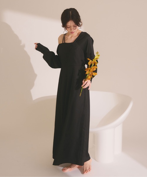 fupel（フぺル）の「One-shoulder asymmetric onepiece  / ワンショルアシンメトリーワンピース（ワンピース・レディース・ボルドー/ブラック・FREE）」の17枚目の写真