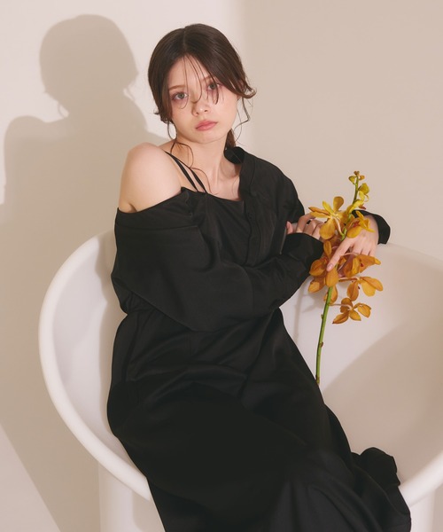 fupel（フぺル）の「One-shoulder asymmetric onepiece  / ワンショルアシンメトリーワンピース（ワンピース・レディース・ボルドー/ブラック・FREE）」の12枚目の写真