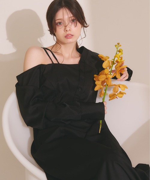 fupel（フぺル）の「One-shoulder asymmetric onepiece  / ワンショルアシンメトリーワンピース（ワンピース・レディース・ボルドー/ブラック・FREE）」の13枚目の写真