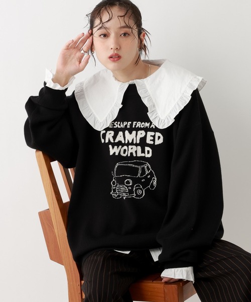 セール】【UNISEX】＜wakazoo/ワカズー＞コラボ/イラストクルーネック