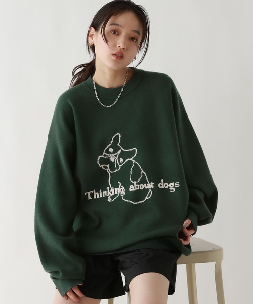 RAGEBLUE（レイジブルー）の「【UNISEX】＜wakazoo/ワカズー＞コラボ/イラストクルーネックニット（ニット/セーター・メンズ・ブラック/イエロー系その他/ネイビー/オフホワイト/ダークグレー/グリーン/オレンジ/ホワイト/ダークブラウン/その他8・SMALL/MEDIUM/LARGE）」の6枚目の写真