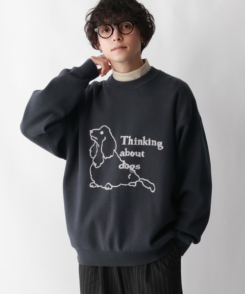 RAGEBLUE（レイジブルー）の「【UNISEX】＜wakazoo/ワカズー＞コラボ/イラストクルーネックニット（ニット/セーター・メンズ・ブラック/イエロー系その他/ネイビー/オフホワイト/ダークグレー/グリーン/オレンジ/ホワイト/ダークブラウン/その他8・SMALL/MEDIUM/LARGE）」の4枚目の写真