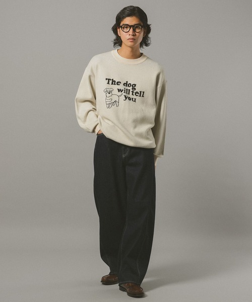 RAGEBLUE（レイジブルー）の「【UNISEX】＜wakazoo/ワカズー＞コラボ/イラストクルーネックニット（ニット/セーター・メンズ・ブラック/イエロー系その他/ネイビー/オフホワイト/ダークグレー/グリーン/オレンジ/ホワイト/ダークブラウン/その他8・SMALL/MEDIUM/LARGE）」の11枚目の写真