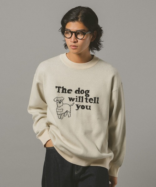 RAGEBLUE（レイジブルー）の「【UNISEX】＜wakazoo/ワカズー＞コラボ/イラストクルーネックニット（ニット/セーター・メンズ・ブラック/イエロー系その他/ネイビー/オフホワイト/ダークグレー/グリーン/オレンジ/ホワイト/ダークブラウン/その他8・SMALL/MEDIUM/LARGE）」の14枚目の写真