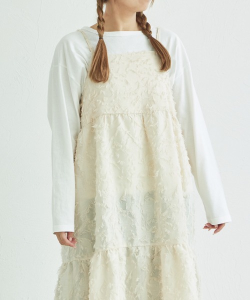 pairmanon（ペアマノン）の「【リンクコーデ】【ママサイズ】フリンジジャガード キャミワンピース（ワンピース・レディース・ブラック/アイボリー/ピンク・FREE）」の8枚目の写真