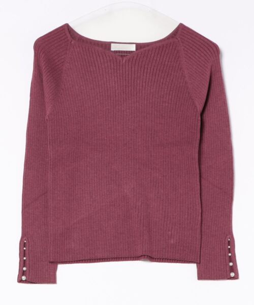 12Twelve Agenda（トゥエルブ　アジェンダ）の「ハートネック袖口アソートパールリブニットプルオーバー（ニット/セーター・レディース・ベージュ/オフホワイト/チャコールグレー/ブルー/ピンク/ブラック/サックスブルー/ピンク系その他・M）」の7枚目の写真