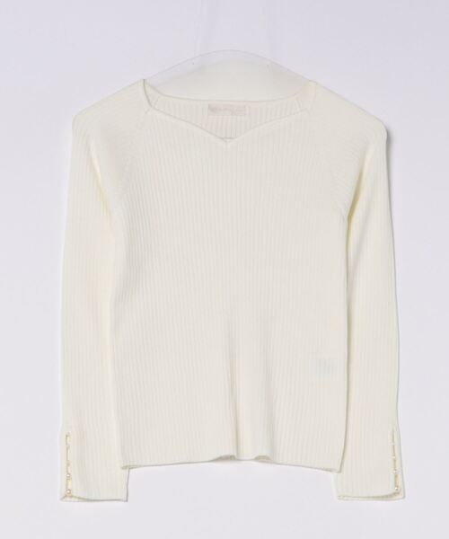 12Twelve Agenda（トゥエルブ　アジェンダ）の「ハートネック袖口アソートパールリブニットプルオーバー（ニット/セーター・レディース・ベージュ/オフホワイト/チャコールグレー/ブルー/ピンク/ブラック/サックスブルー/ピンク系その他・M）」の20枚目の写真